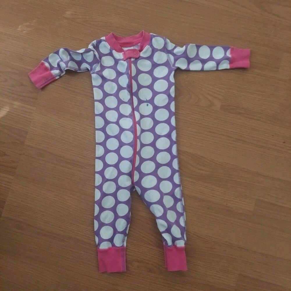 Hanna Andersson 100% organic cotton baby zip sleeper Purple Pink Dot 9-18 Months